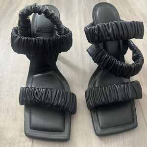 Gianni Bini Black Ruched Square Toe Heels